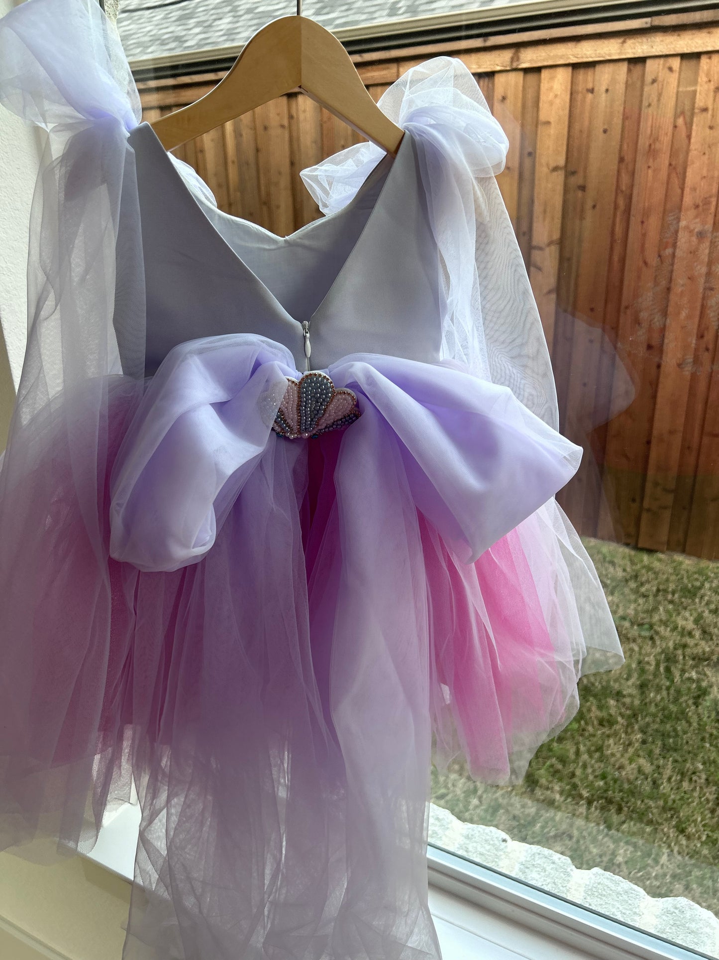 Sea Princess Tulle Dress with Shell Accents and Detachable Bow