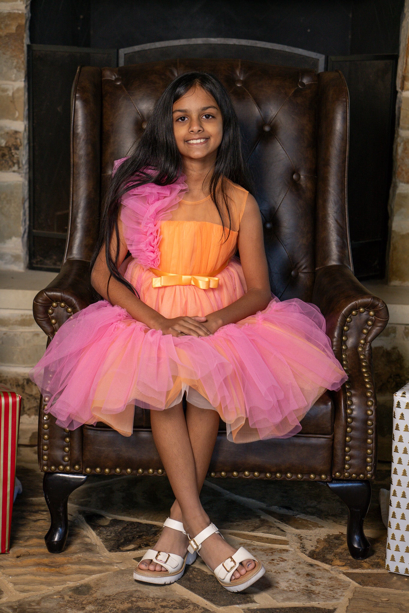 Orange Glow Tulle Party Dress
