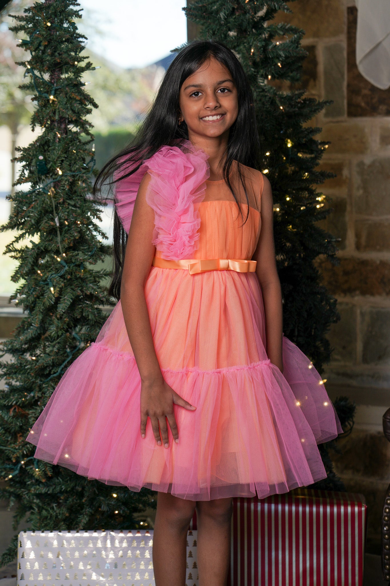 Orange Glow Tulle Party Dress