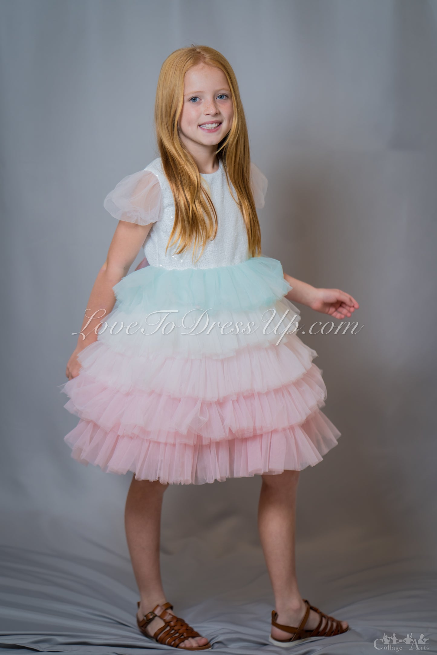 Pastel Colors Ombre Ruffle Dress