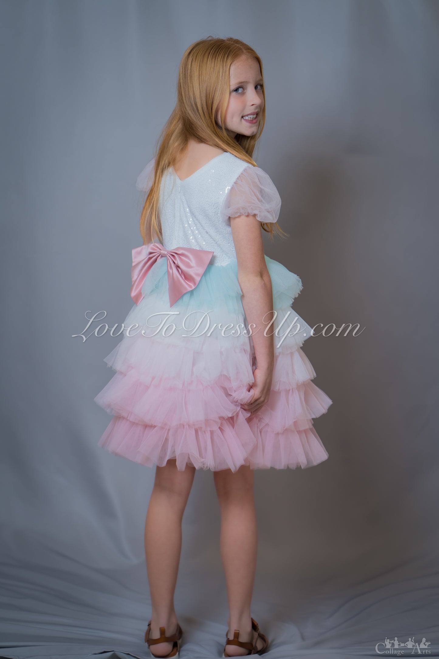 Pastel Colors Ombre Ruffle Dress
