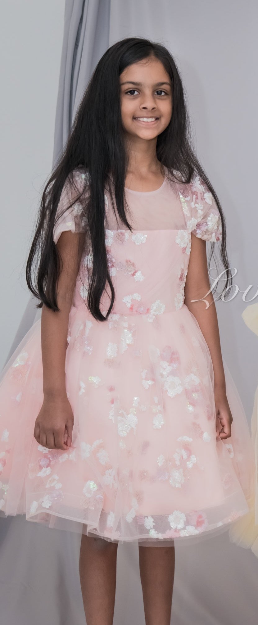 Peach Floral Appliqué Dress