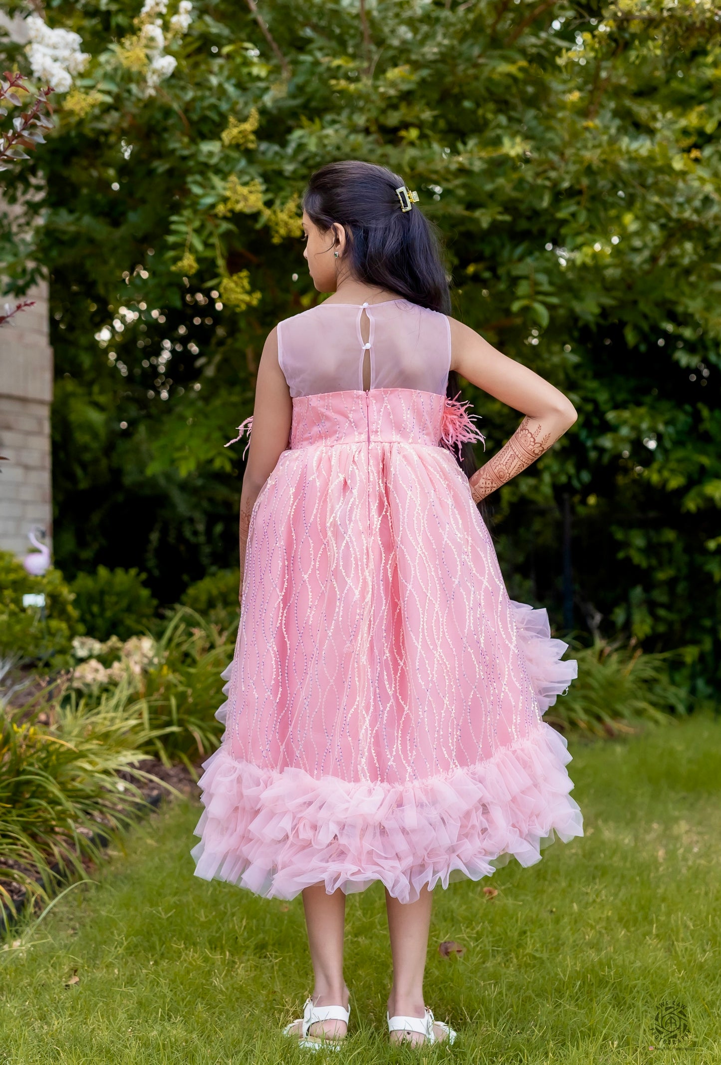 Blush Sparkle Feather Tulle Dress
