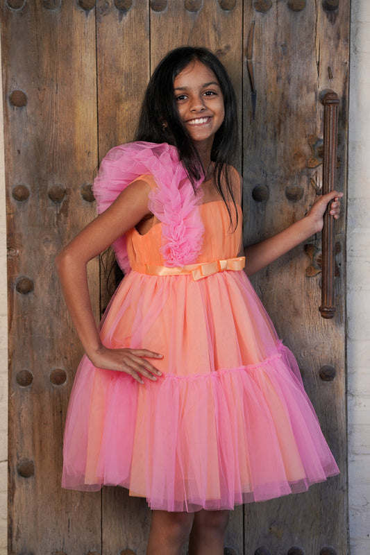 Orange Glow Tulle Party Dress