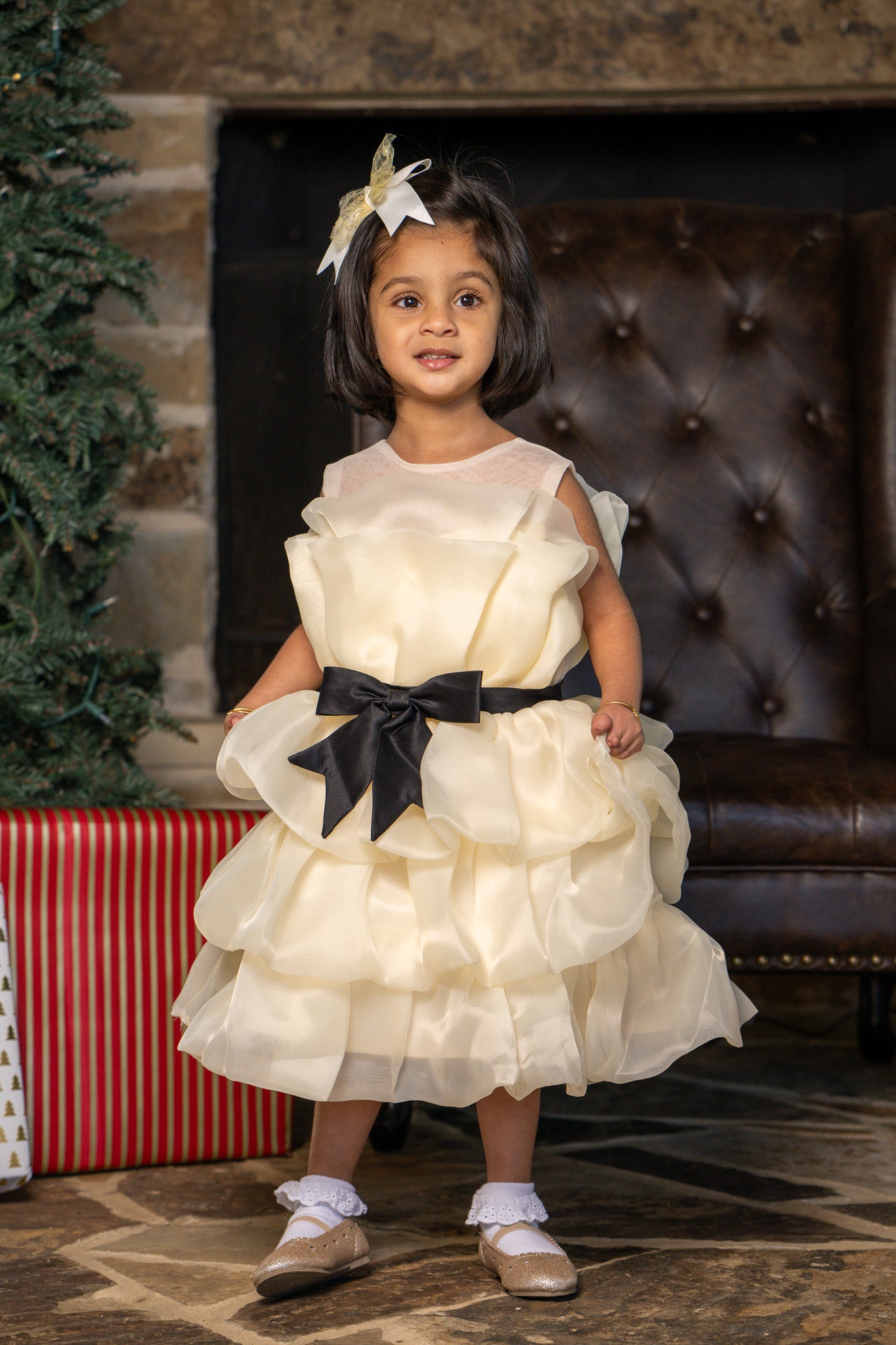 Organza Tiered Bow Dress