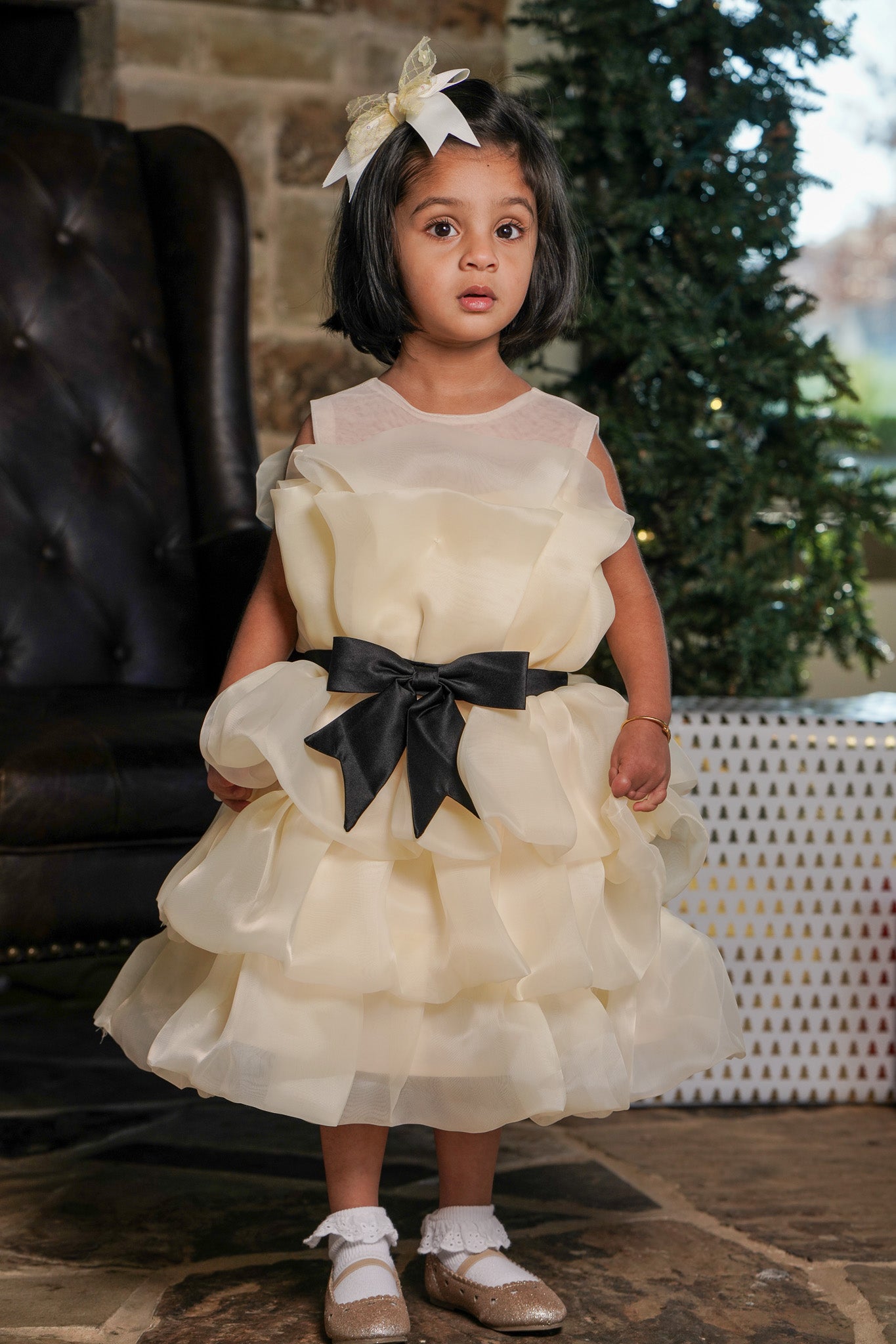 Organza Tiered Bow Dress