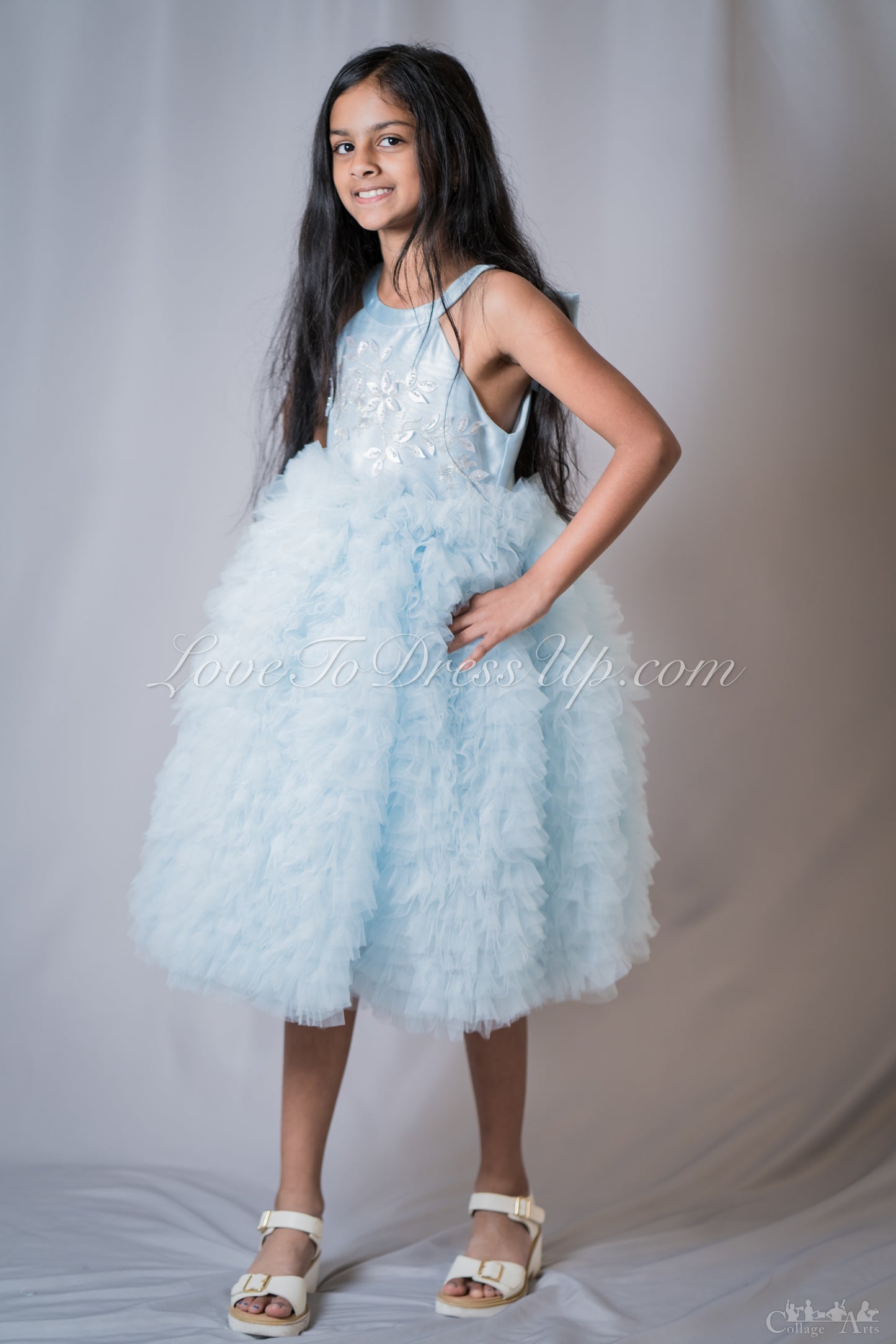 Pre-Order: Blue Fluffy Tulle Dress with Detachable Bow