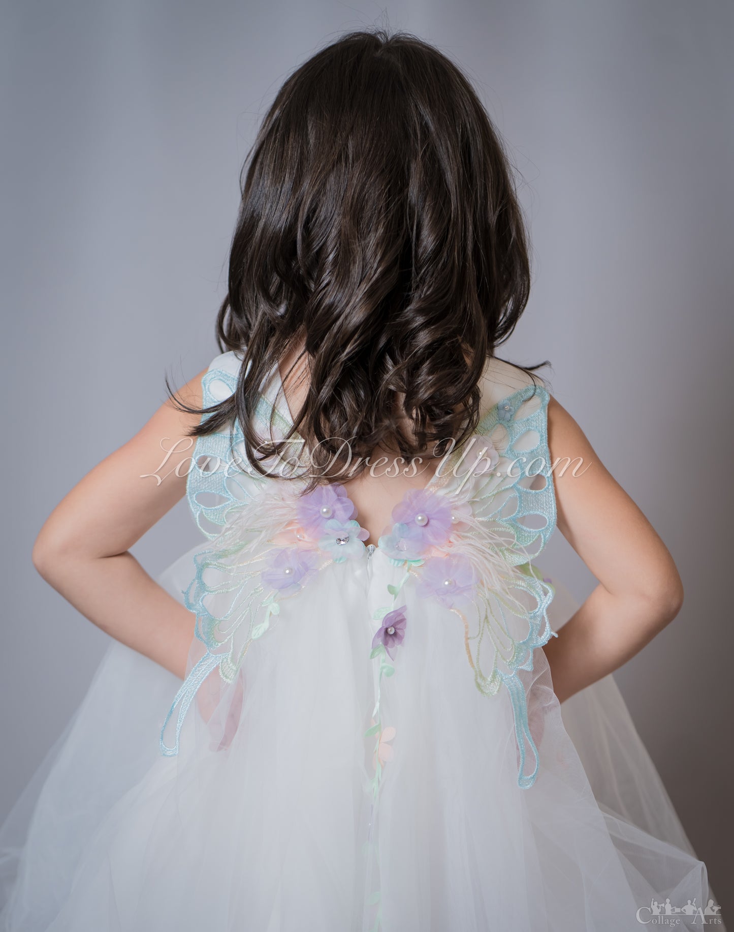 Pre-Order: White 3D Floral Dress with Butterfly Wings