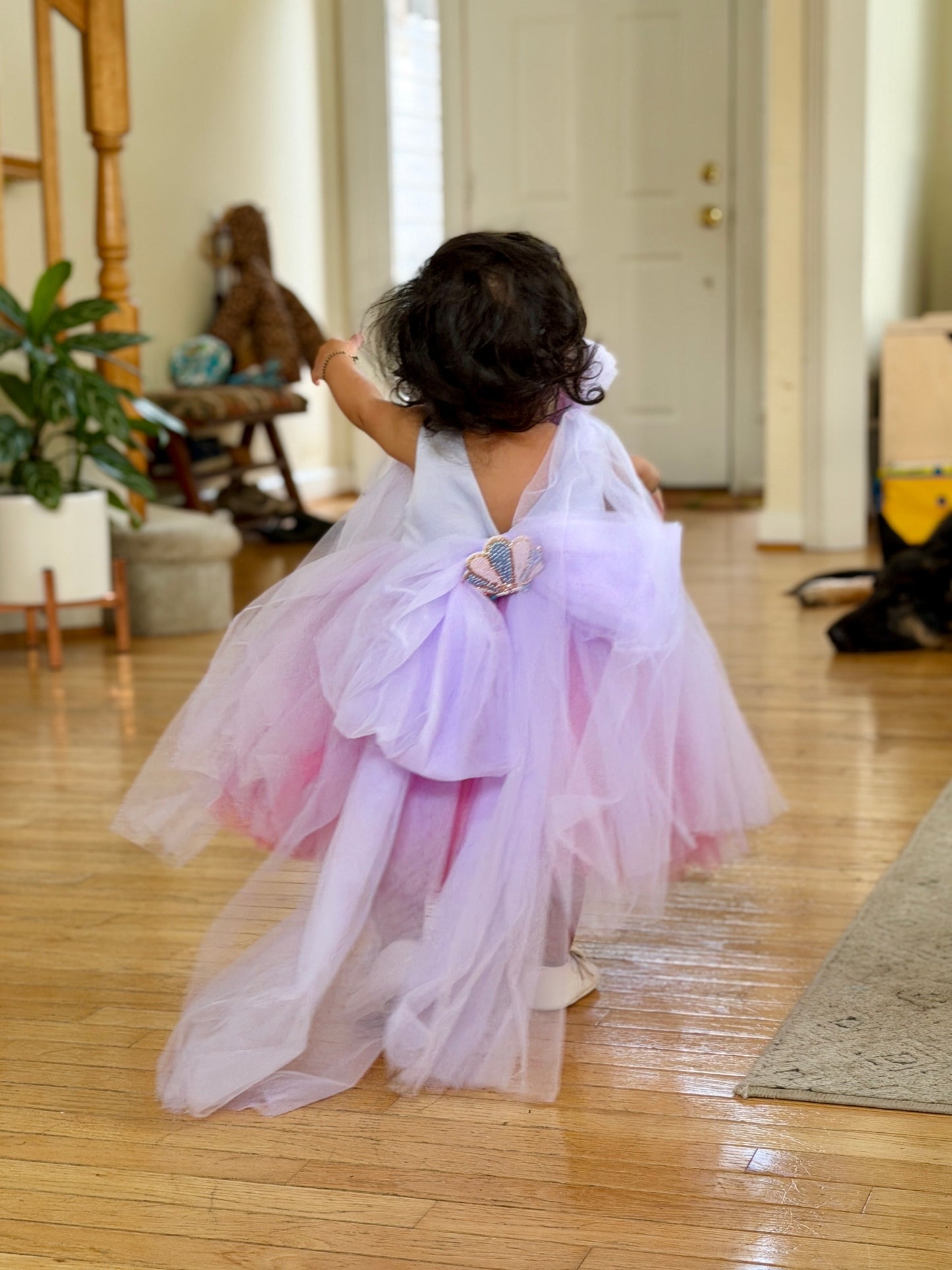 Sea Princess Tulle Dress with Shell Accents and Detachable Bow