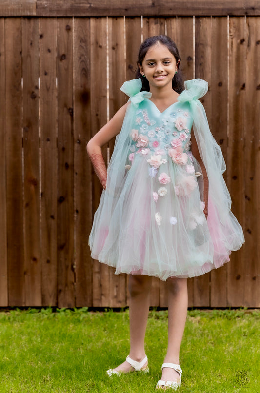 Mint Meadow Floral Dragonfly Dress