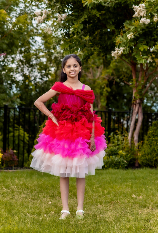 Radiant Raspberry Ombre Tulle Dress